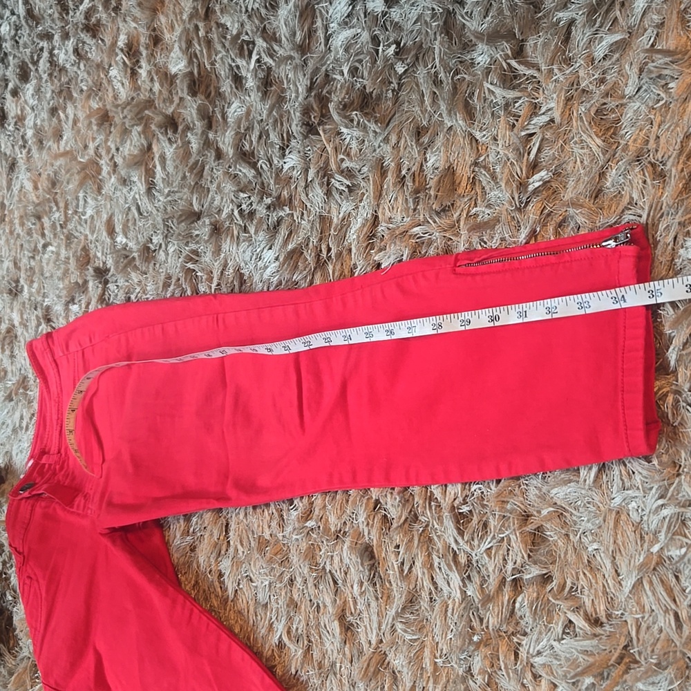 Calvin Klein Red Pants with Zipper Detail - Picture 8 of 16